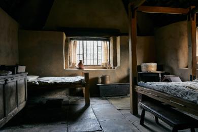 Inside the bedroom of Stang End, showing light levels