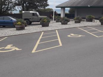 Marked parking spaces