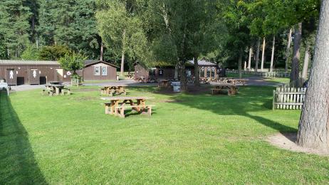Cafe area picnic benches