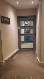 Entrance to Juvenate, this is a manual door, pull to open. Entrance width 1121mm