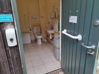 The inside of the accessible toilet.