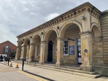 Stone frontage of Whitby Station