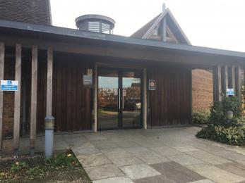 Image of the entrance to Blakesley Hall's Visitor Centre 
