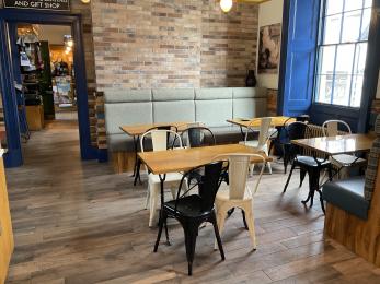 Seating and tables in cafe