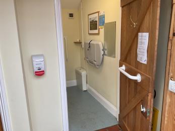 Accessible toilet in the Vinehouse Cafe, viewed from outside.