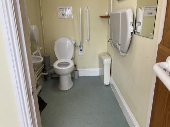 Internal view of accessible toilet layout.