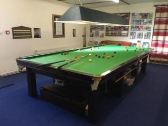 Space around full sized snooker table.