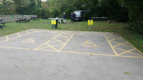 Accessible parking by picnic area and playground