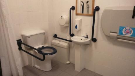 Accessible toilet with hand rails at Mylor Yacht Harbour Falmouth Cornwall