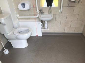 Example of one of the accessible toilets at the shower blocks