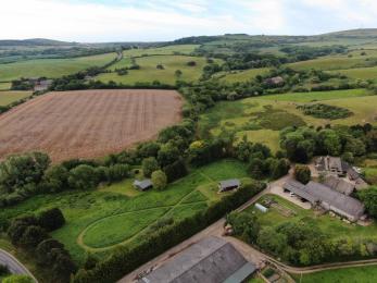 Aerial view of the glamping site at Sibbecks Farm Glamping