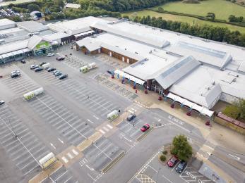Aerial photo of centre which shows several of the disabled parking bays