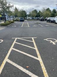 View of Car Park, and disabled parking bays. The entrance to the Stadium is  to the left.