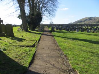 Churchyard paths to current burial area is 1600mm wide.
