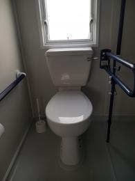 Photo of the toilet in the wheelchair accessible caravan