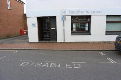The disabled parking bay located on the High Street, Great Missenden