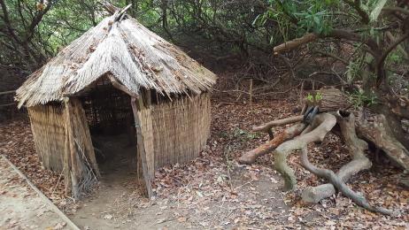 Hut in discovery area for natural play