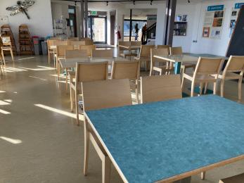 Seating area of Water's Edge Cafe