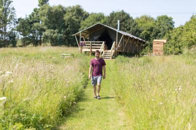 Meadow Escape mowed pathways at Sibbecks Farm Glamping