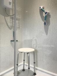 Shower stool and suction stability rail
