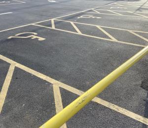 Disabled parking spaces at the entrance to the Drummond Street car park