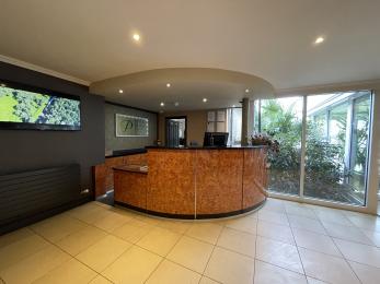 Reception desk with lowered area