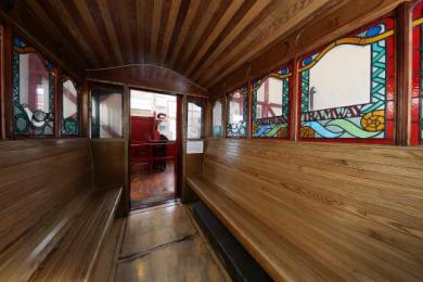Inside a Tram at Saltburn Cliff Tramway