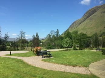Highland Lodges gardens view front