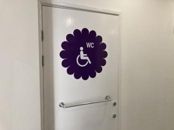 Entrance to Disabled WC is at the front of the mens section in the toilet block