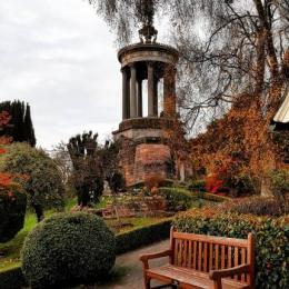 View of Burns Monument from inside the gardens