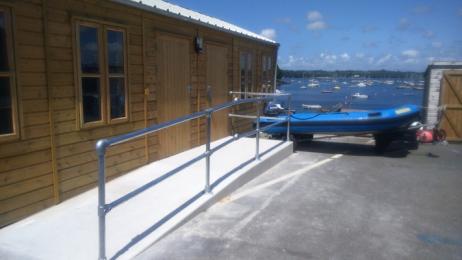 Ramped access to classroom areas at Mylor Sailing and Powerboat School Falmouth Cornwall