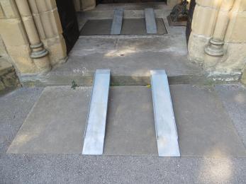 Outer step with ramps in place