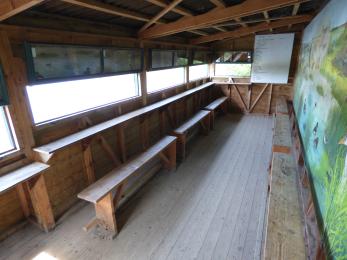 Benched seating in the Draper Hide