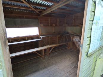 Interior of the Warbler Hide managed by the Herts & Middlesex Wildlife Trust