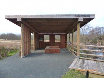 Shelter at pond area with seating