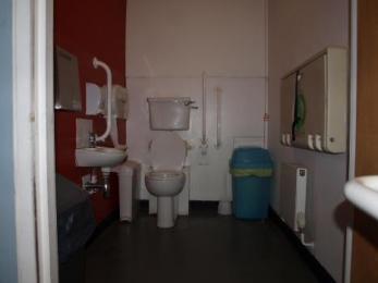 Accessible toilet with baby change on ground floor
