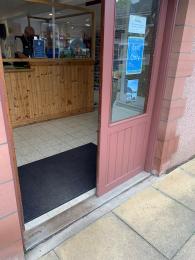 Double opening doors to ticket office for wheelchair access