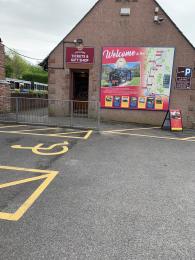 Disabled parking spaces next to the ticket office