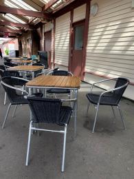 Outdoor seating at Turntable Café