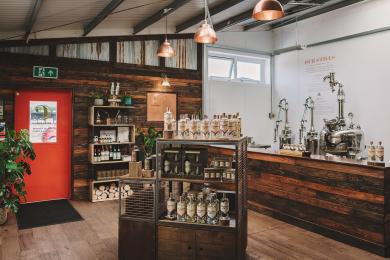 Inside Puddingstone Distillery and shop