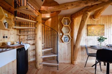 Spiral staircase in the treehouse