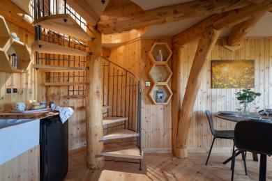 Spiral staircase in the treehouse