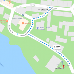 Map showing walk from parking to the house