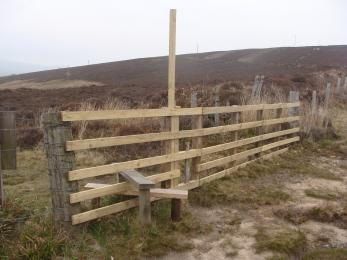 Stile if accessing Moorland Trail from Waulkmill Bay end