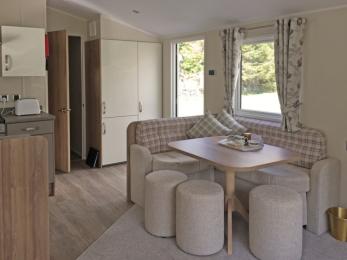 Superior 3 bedroomed Caravan showing route from main entrance to open plan Lounge Diner