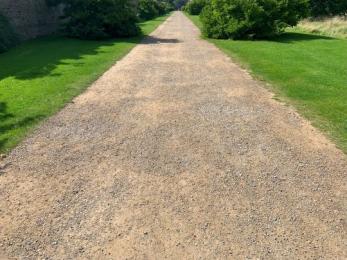 The path to the Walled Garden from the Stable Courtyard is gravel 