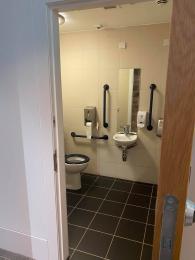 Image shows disabled toilet. 