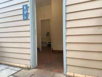 View from the external door into the accessible toilet space 