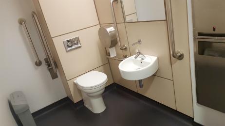 A  photograph of the accessible toilet located on the ground floor.
