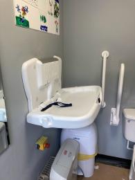Baby change unit in accessible toilet